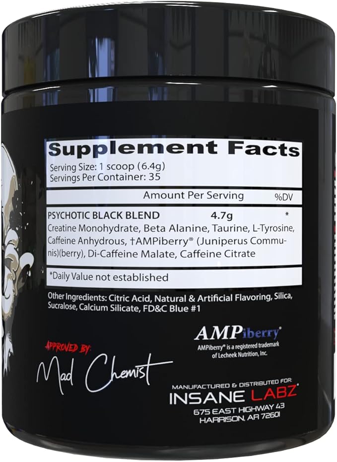 Psychotic BLACK Infused Pre-Workout USA / 35 servicios, sabores