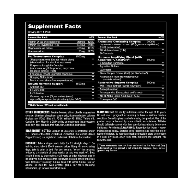 ANIMAL STAK Hormone Booster ALL-IN-1 USA – 21 packs / 21 servicios