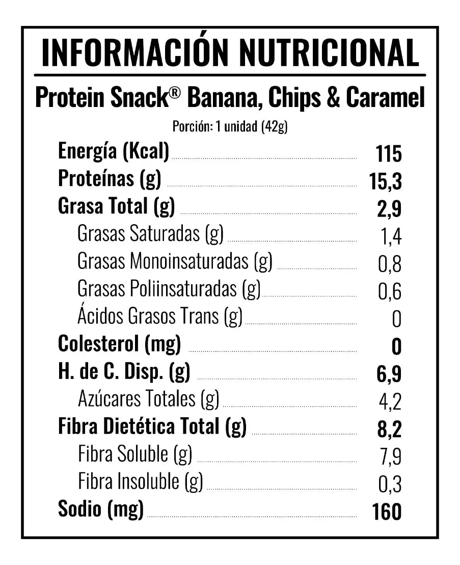 Protein SNACK 15 grs - 5 unidades / 42 grs, Banana, Chips & Caramel