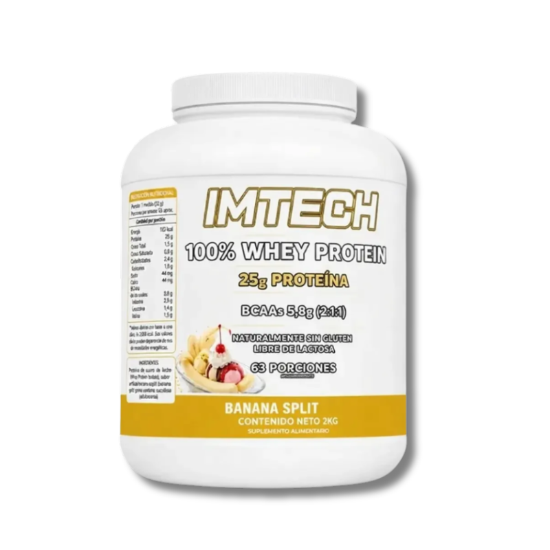 100% WHEY PROTEIN (SIN Gluten / Lactosa) - 2 kgs / 63 porciones, sabores