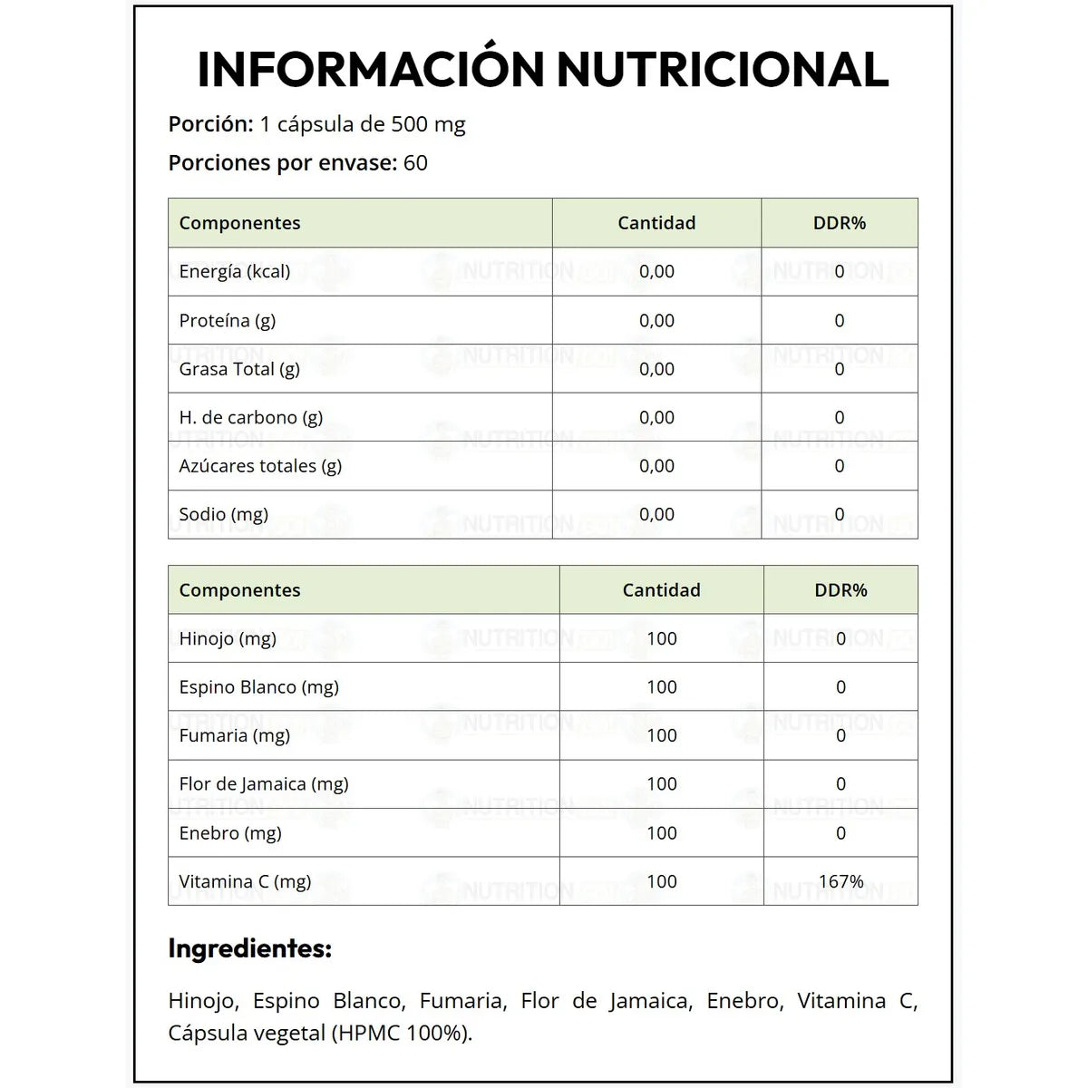 REDUCE WATER Cápsula Vegetal - 60 caps / 60 servicios