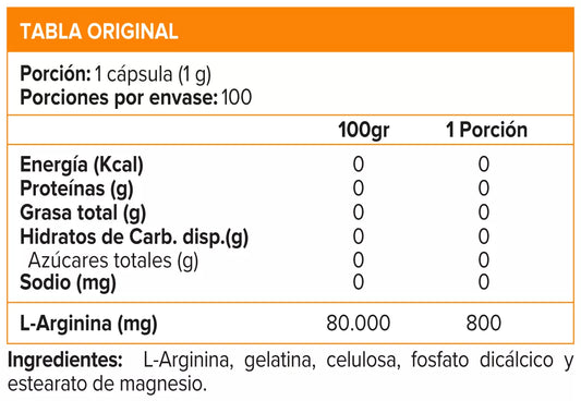 ARGININA POWER Platinum Series - 100 caps / 100 servicios