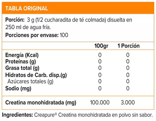 PLATINUM Creatina Monohydrate CREAPURE - 300 grs / 100 servicios, unflavored