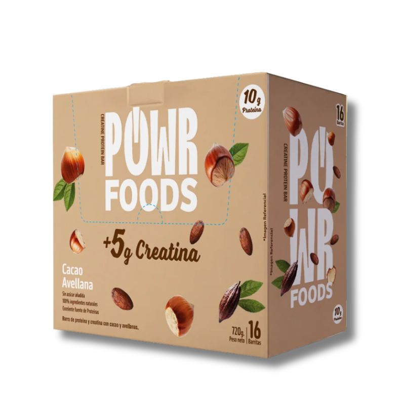 POWR FOODS 10 grs Protein Bar (C/CREATINA / NON Sugar) - 16 unidades / 45 grs, sabores