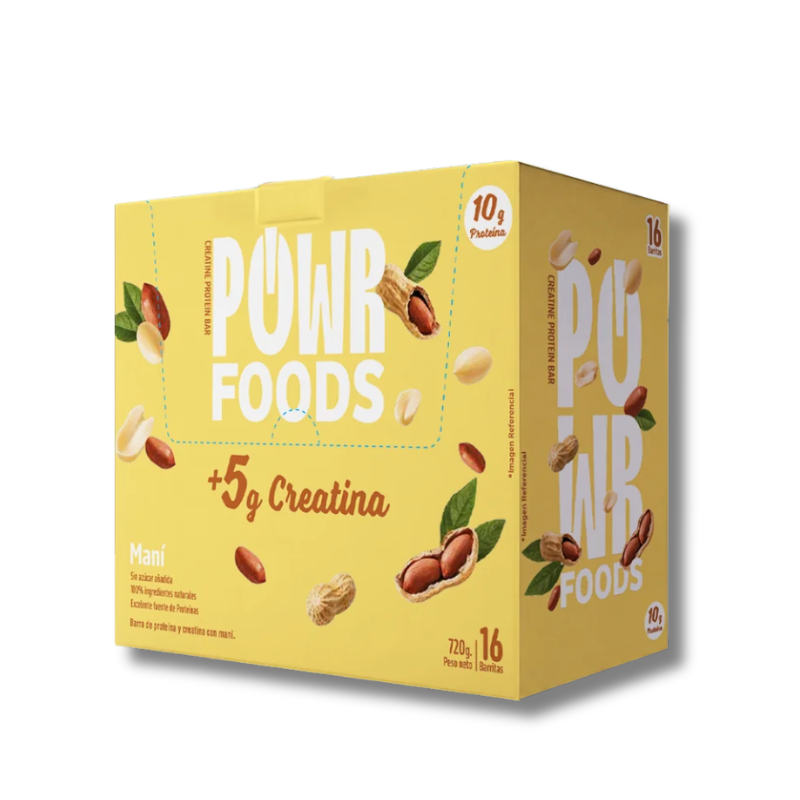 POWR FOODS 10 grs Protein Bar (C/CREATINA / NON Sugar) - 16 unidades / 45 grs, sabores
