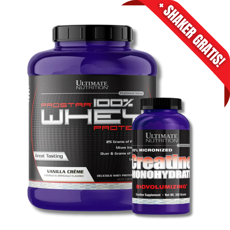 AHORRO PACK 11: PROSTAR 100% Whey Protein – 5.28 lbs, sabores + CREATINA Monohydrate – 300 grs, unflavored