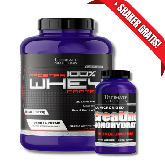AHORRO PACK 11: PROSTAR 100% Whey Protein – 5.28 lbs, sabores + CREATINA Monohydrate – 300 grs, unflavored