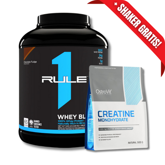 AHORRO PACK 4: RULE 1 Whey BLEND – 5.02 lbs, sabores + CREATINA Monohydrate – 500 grs, unflavored