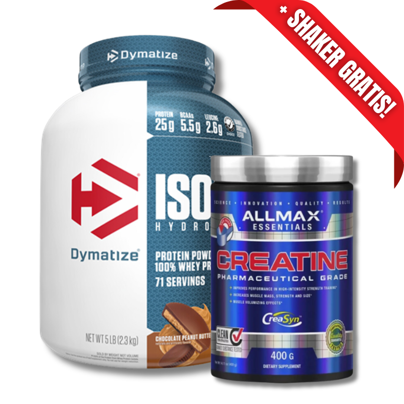 AHORRO PACK 4: ISO 100 Hydrolyzed – 5 lbs / 75 servicios, sabores + CREATINA MONOHYDRATE Pharmaceutical Grade – 400 grs / 80 servicios, unflavored