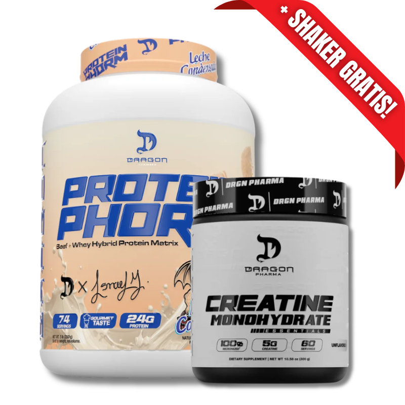 AHORRO PACK 2: Protein PHORM Beef + Whey Hybrid Protein Matrix - 5 lbs / 74 servicios, sabores + Creatina MONOHYDRATE Essentials - 300 grs / 60 servicios, unflavored