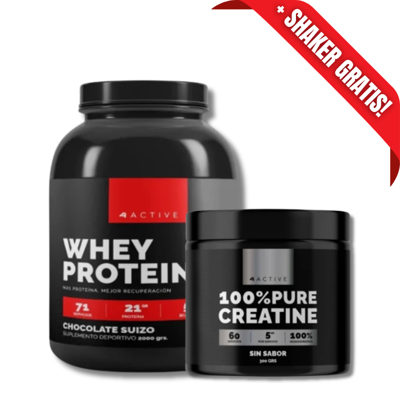 AHORRO PACK 21: WHEY Protein (SIN Gluten / Lactosa / Azúcar) - 2000 grs, sabores + 100% PURE Creatina - 300 grs / 60 servicios, unflavored