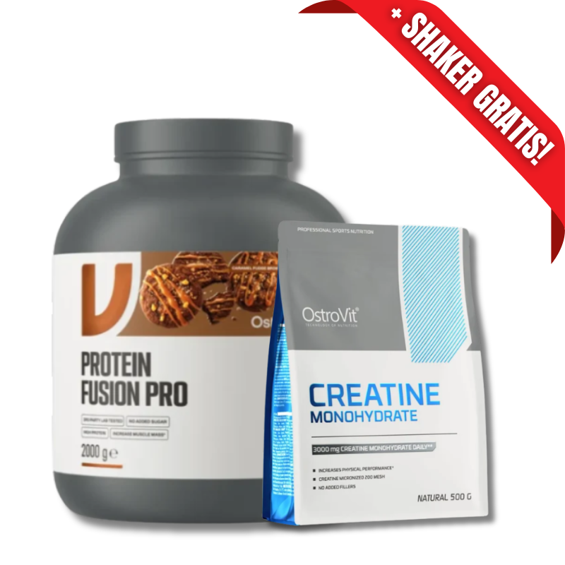AHORRO PACK 24: Protein FUSION PRO No Added Sugar - 2000 grs / 66 servicios, sabores + Creatina WOMEN + CREATINA Monohydrate – 500 grs / 200 servicios, unflavored