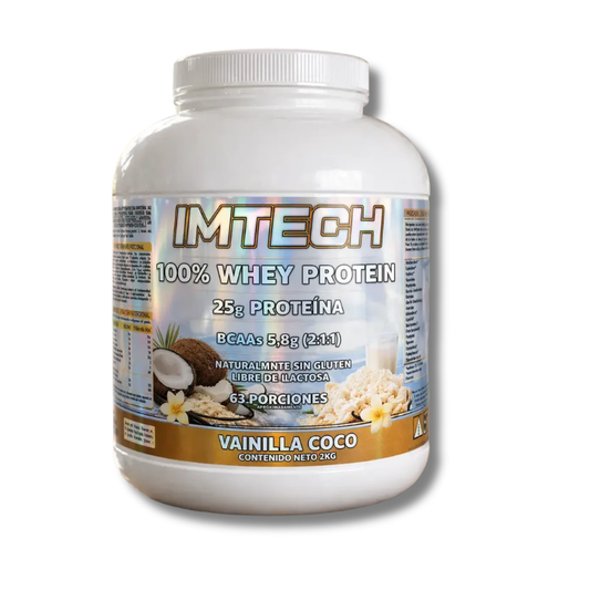 100% WHEY PROTEIN (SIN Gluten / Lactosa) - 2 kgs / 63 porciones, sabores