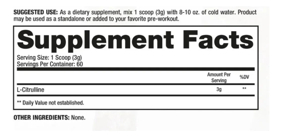 L-CITRULINA Essentials - 180 grs / 60 servicios, unflavored