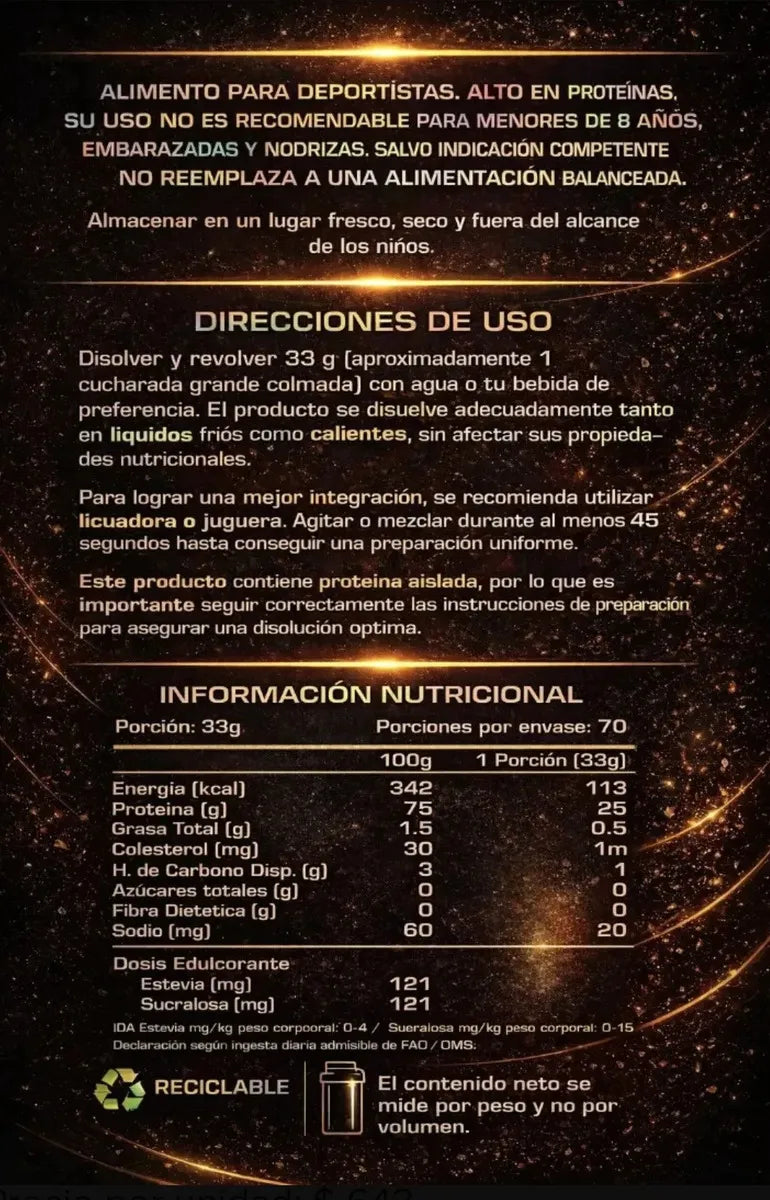 ULTRA 100% Whey Protein Gluten / Sugar FREE - 5 lbs / 70 servicios, sabores