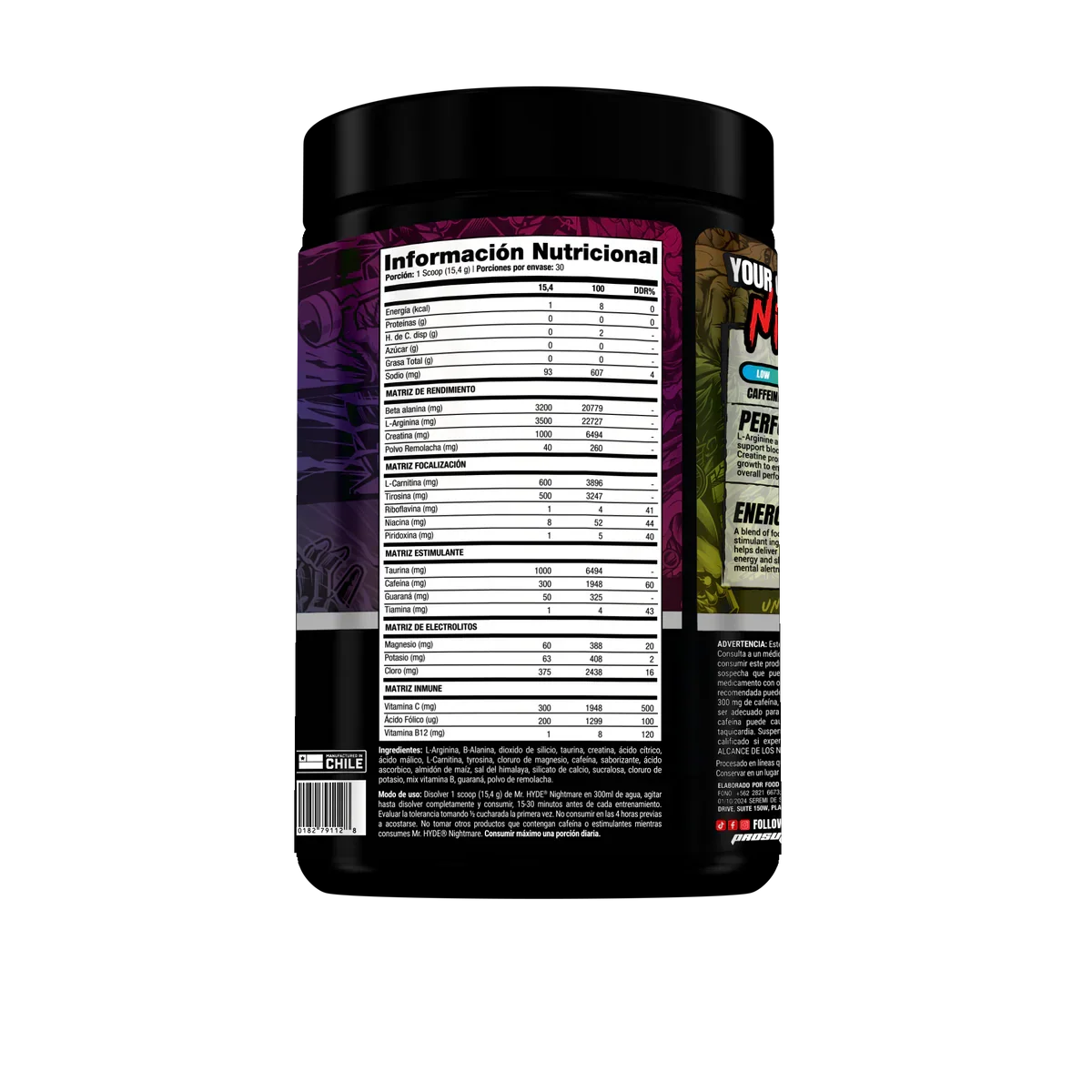 Mr Hyde NIGHTMARE Intense Energy PRE-WORKOUT - 407 grs / 30 servicios, sabores