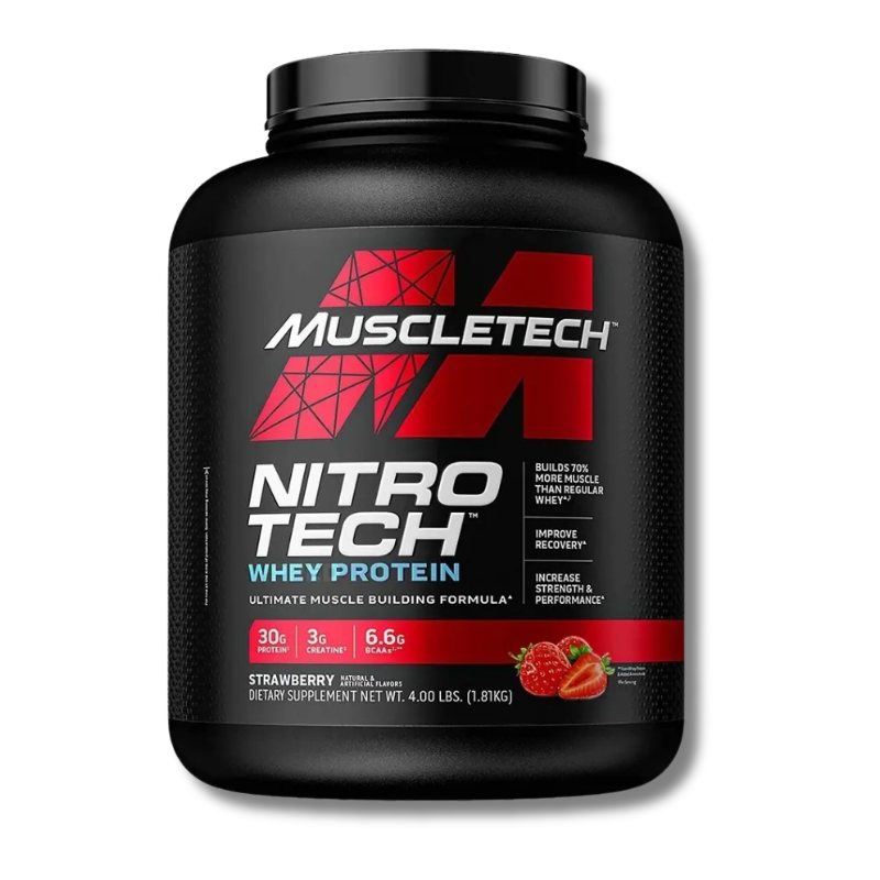 NITROTECH Whey Protein (C/CREATINA) - 4 lbs / 41 servicios, strawberry