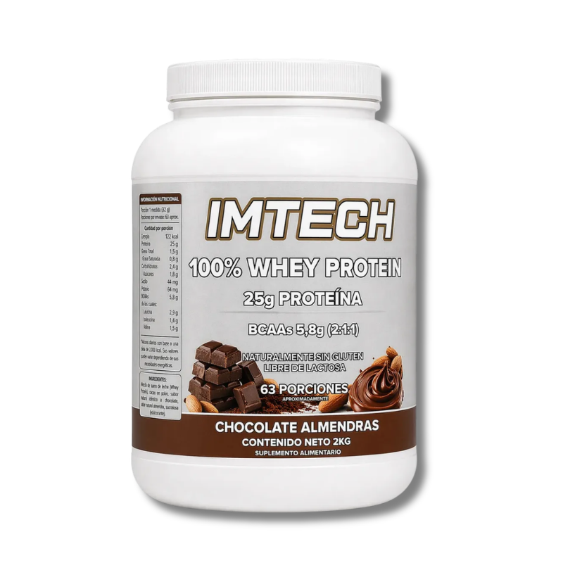 100% WHEY PROTEIN (SIN Gluten / Lactosa) - 2 kgs / 63 porciones, sabores