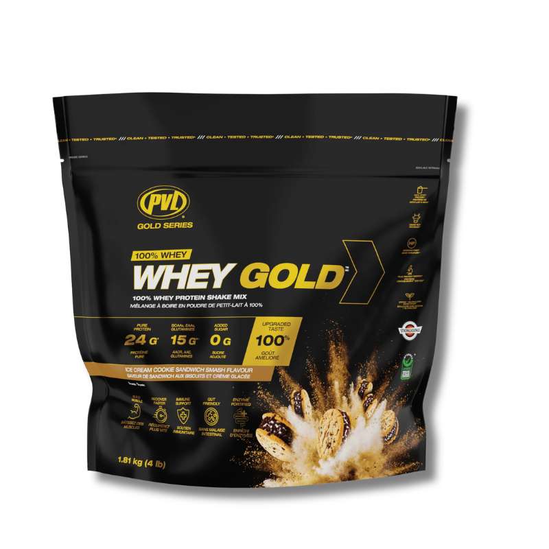 WHEY GOLD 100% Protein Shake Mix - 4 lbs / 48 servicios, sabores