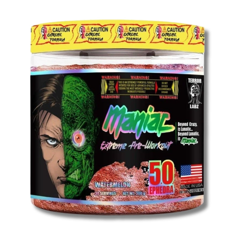 MANIAC EXTREME Pre-Workout USA – 300 grs / 30 servicios, sabores