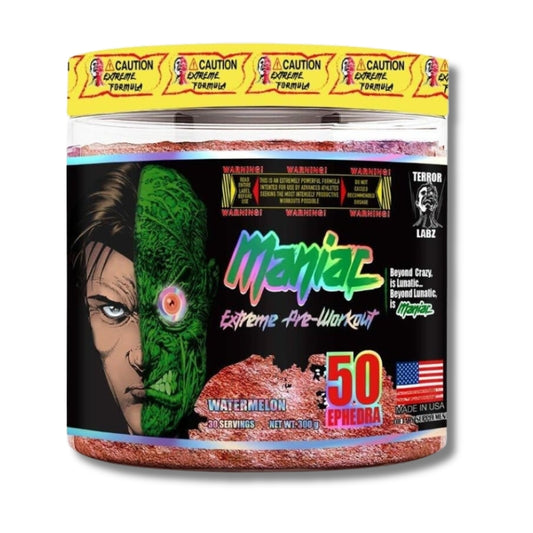 MANIAC EXTREME Pre-Workout USA – 300 grs / 30 servicios, sabores