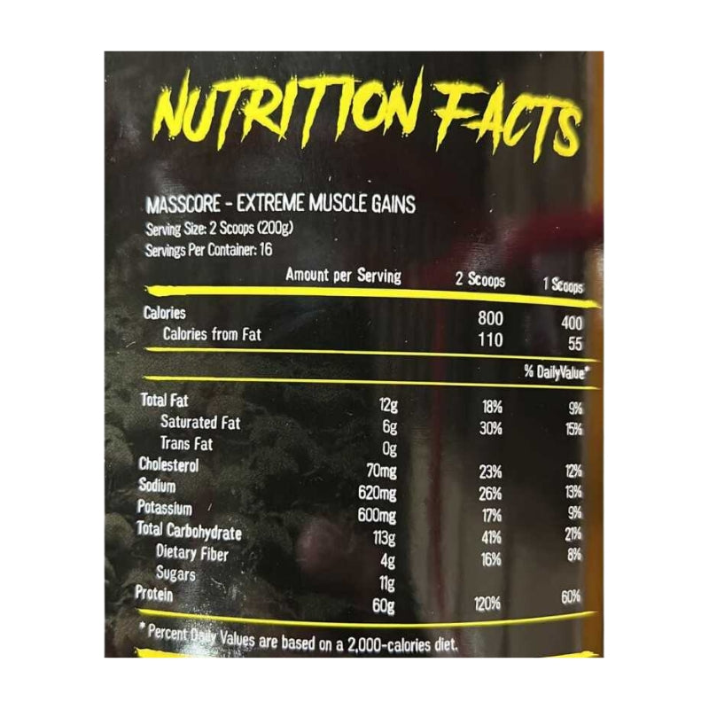 MassCore EXTREME Muscle Gains – 7 lbs / 16 servicios, sabores