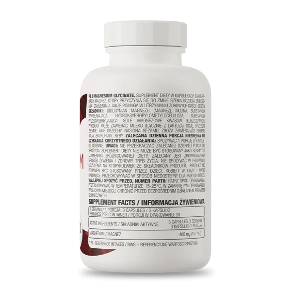 GLYCINATO Magnesio 400 mg - 90 caps / 30 servicios