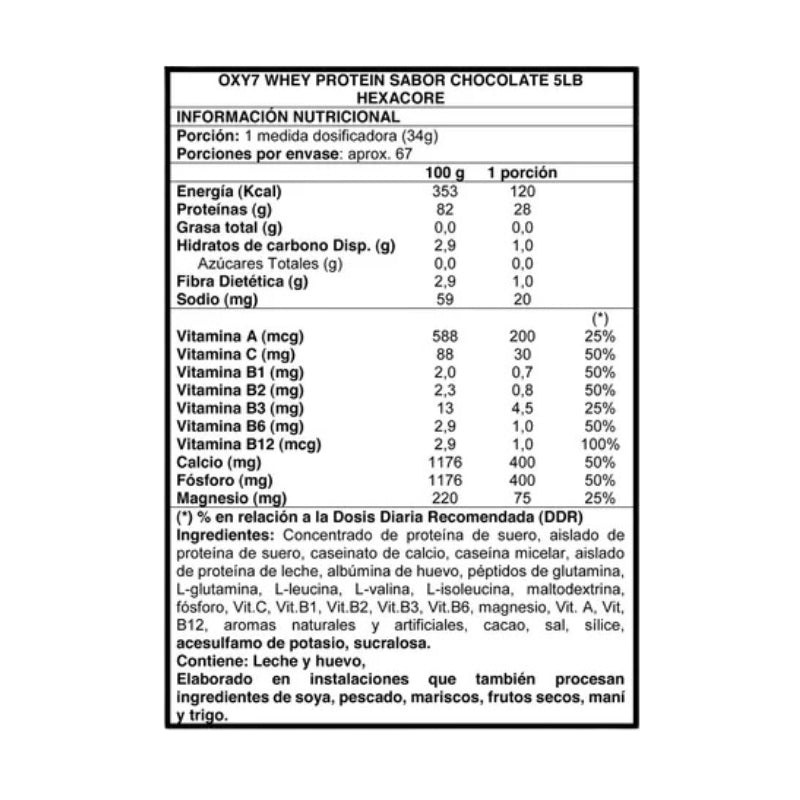 OXY 7 Whey Protein – 5 lbs / 67 servicios / sabores