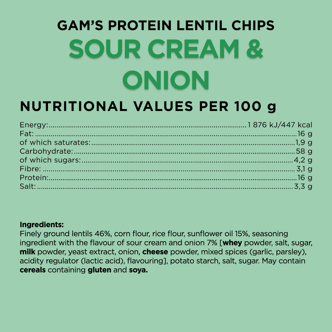 CHIPS de Lentejas Proteicas (tipo PAPAS FRITAS) - 12 unidades / 65 grs, sabores