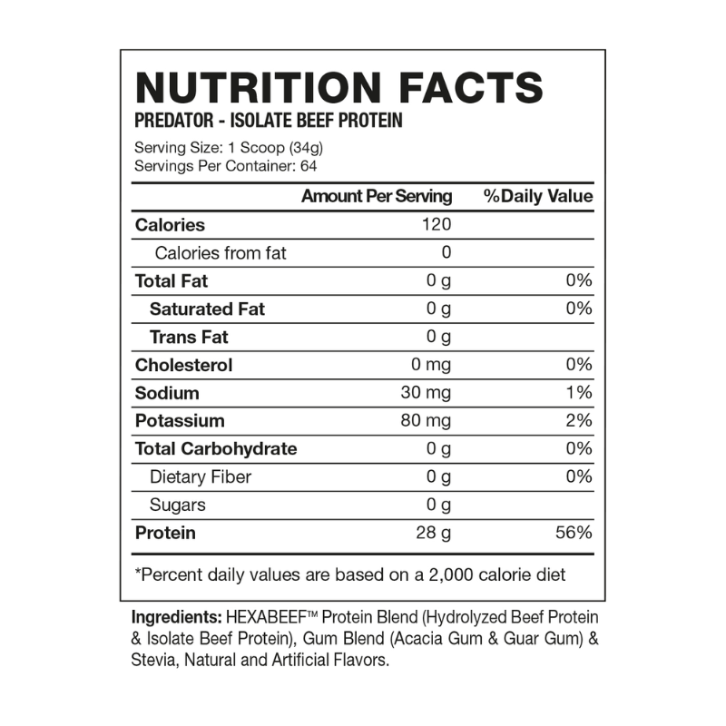 AHORRO PACK 14: PREDATOR Isolate BEEF Protein – 4.8 lbs, sabores + 100% PURE Creatina Micronized – 300 grs, unflavored