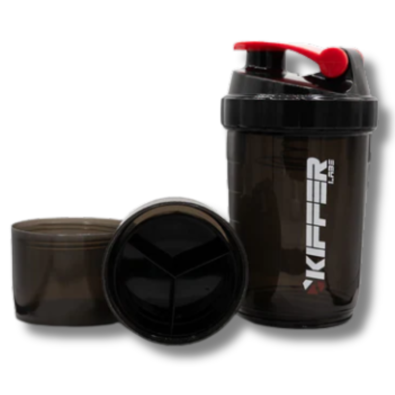 Shaker KIFFER c/batidor & 2 compartimientos (POLVO/PASTILLERO) Black – 400 ml