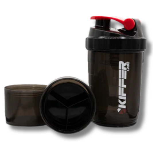 Shaker KIFFER c/batidor & 2 compartimientos (POLVO/PASTILLERO) Black – 400 ml
