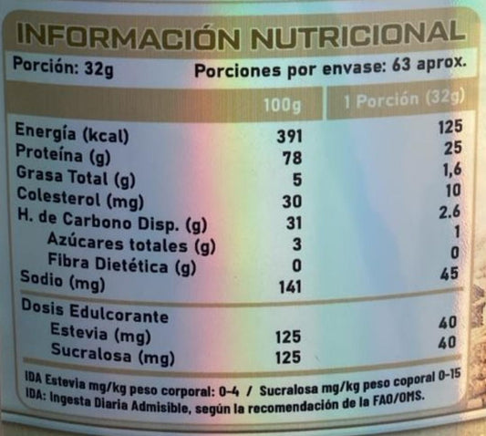 100% WHEY PROTEIN (SIN Gluten / Lactosa) - 2 kgs / 63 porciones, sabores