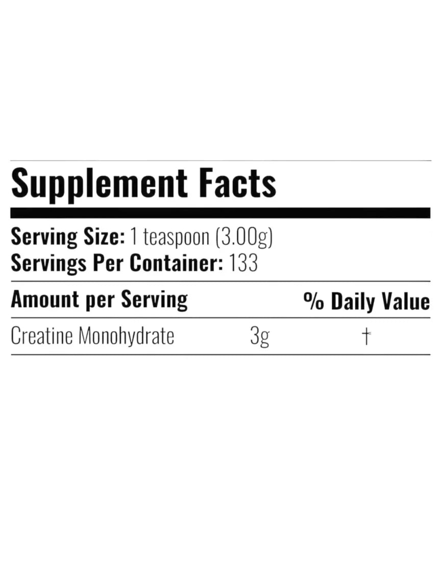 Creatina Monohydrate PHARMACEUTICAL GRADE - 400 grs / 133 servicios, unflavored