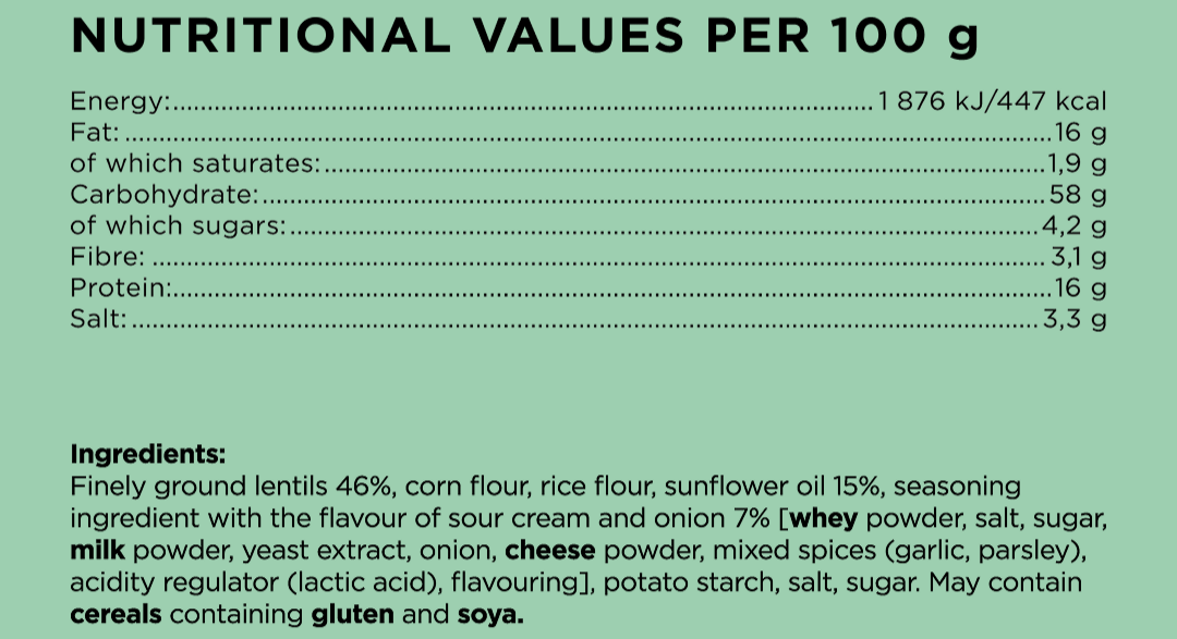 CHIPS de Lentejas Proteicas (tipo PAPAS FRITAS) - 12 unidades / 65 grs, sabores