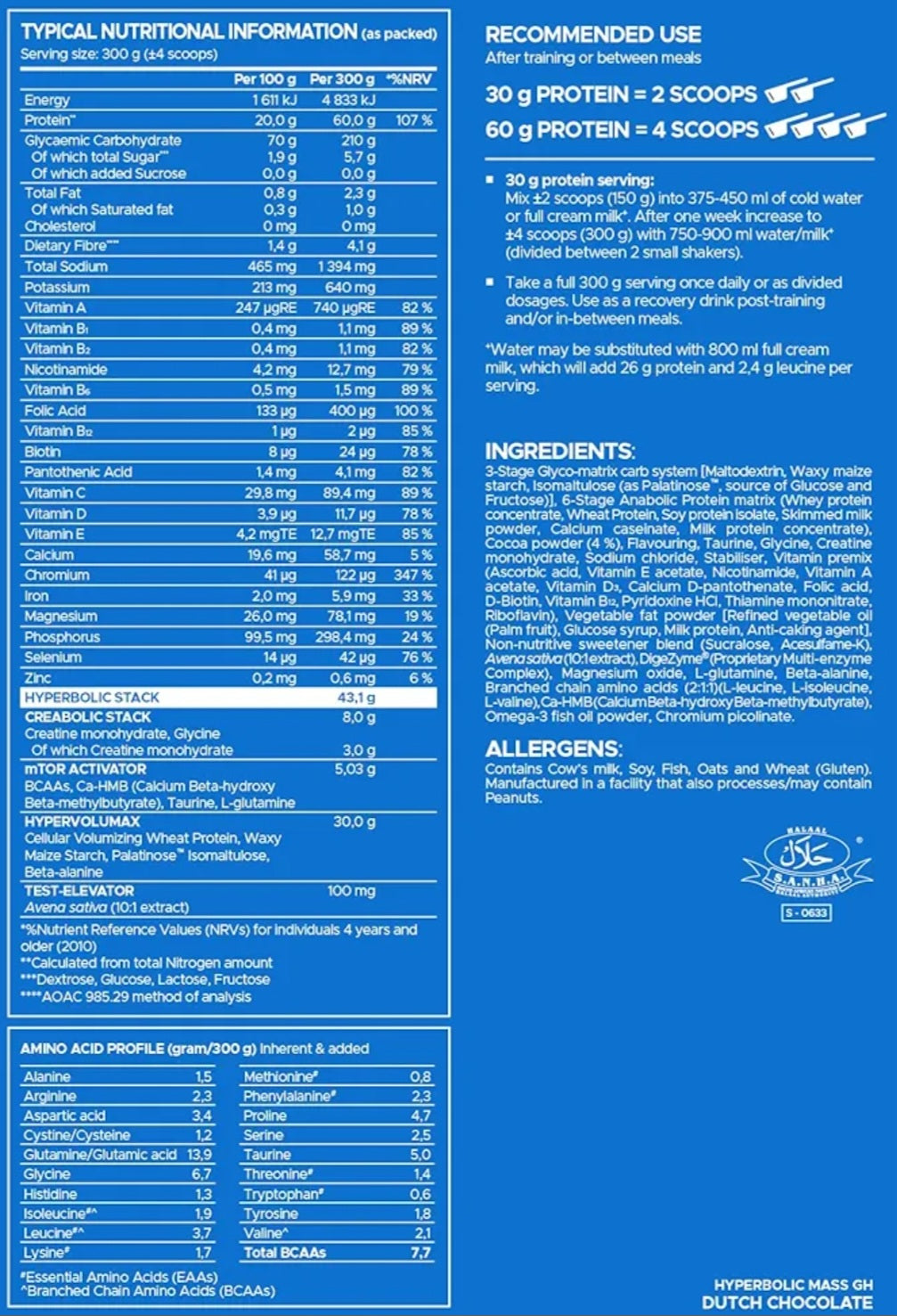 HYPERBOLIC MASS gH - 8.8 lbs / 26 servicios, sabores