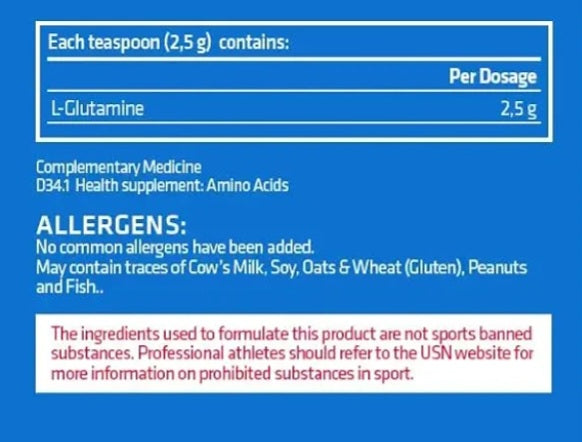 Pure GLUTAMINA Micronized POWDER – 300 grs / 120 servicios, unflavored