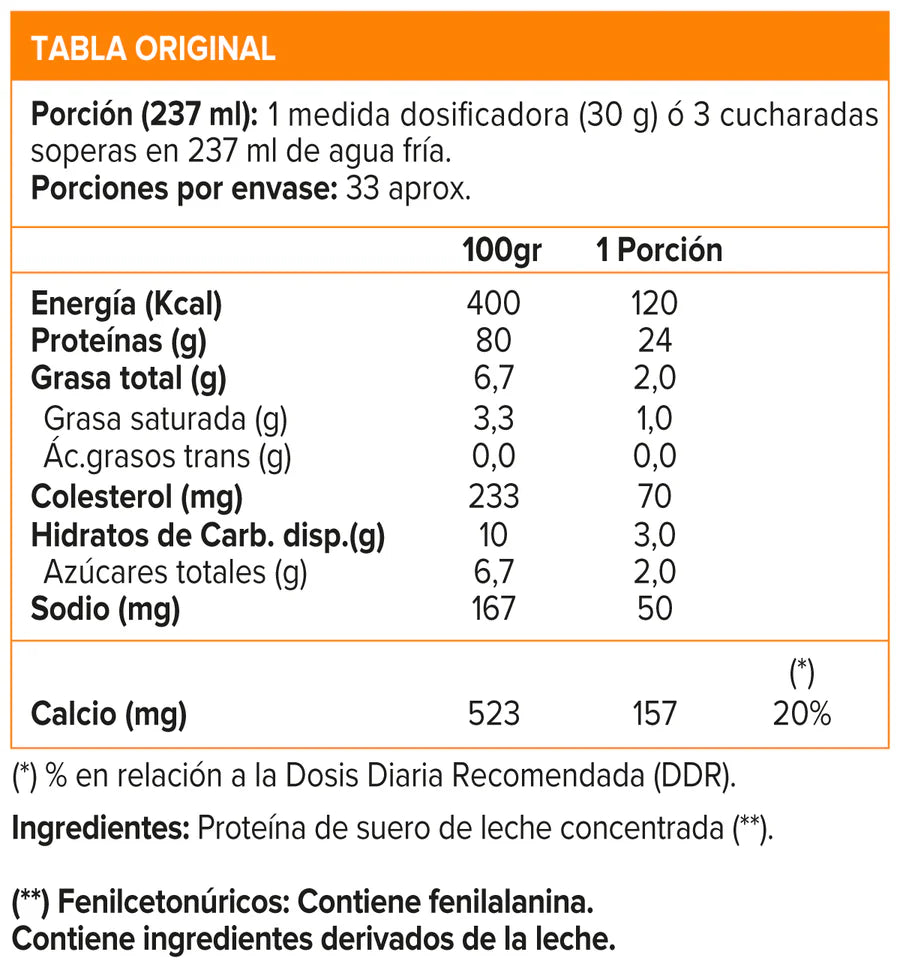 PROSTAR 100% RAW Whey Protein Concentrate - 2.2 lbs / 33 servicios, unflavored (PARA COCINAR)
