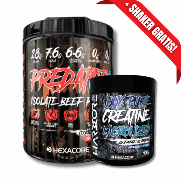 AHORRO PACK 14: PREDATOR Isolate BEEF Protein - 4.8 lbs, sabores + 100% PURE Creatina Micronized – 300 grs, unflavored
