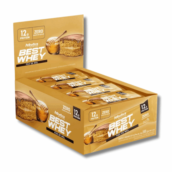 Barras de Proteína BEST WHEY ZERO 12 grs Protein Bar - 12 unidades / 49 grs, pan de miel