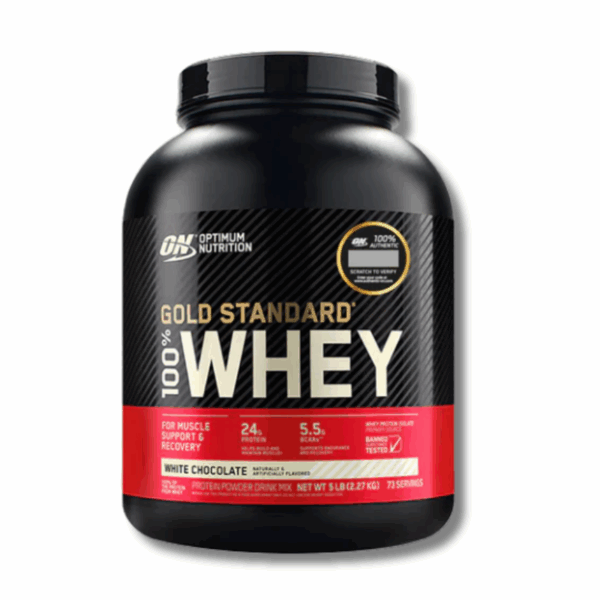 GOLD STANDARD 100% Whey - 5 lbs / 73 servicios, white chocolate