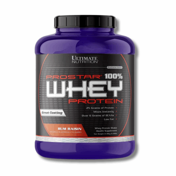 PROSTAR 100% Whey Protein - 5.28 lbs / 80 servicios, rum raisin (PASAS AL RON)